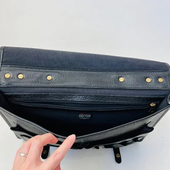 IL Bisonte Vintage Leather double sides Briefcase, Black - Picture 12 of 16